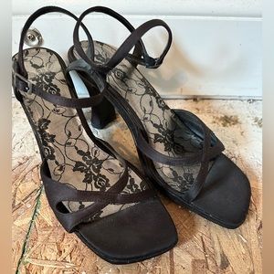 Vintage 90s Black Block High Heels Size 8